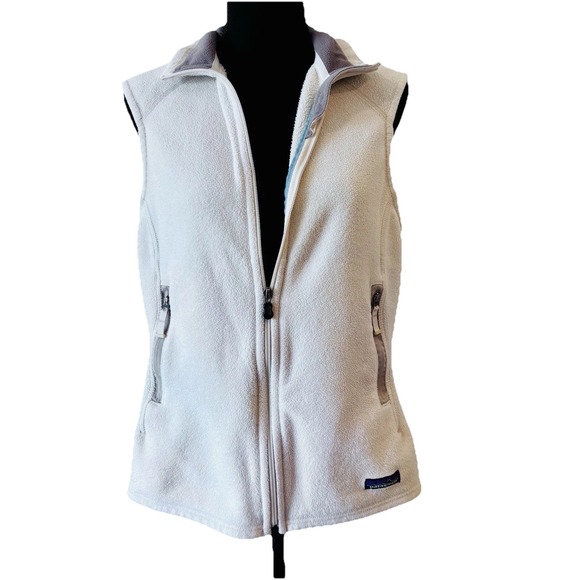 Patagonia Jackets & Blazers - Patagonia Synchilla Fleece Vest Cream Zip Front Soft Warm Outdoor  Size Large